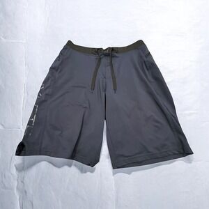 HYLETE Mens Med Athletic Training Shorts Charcoal Gray Athletic Fit Drawstring
